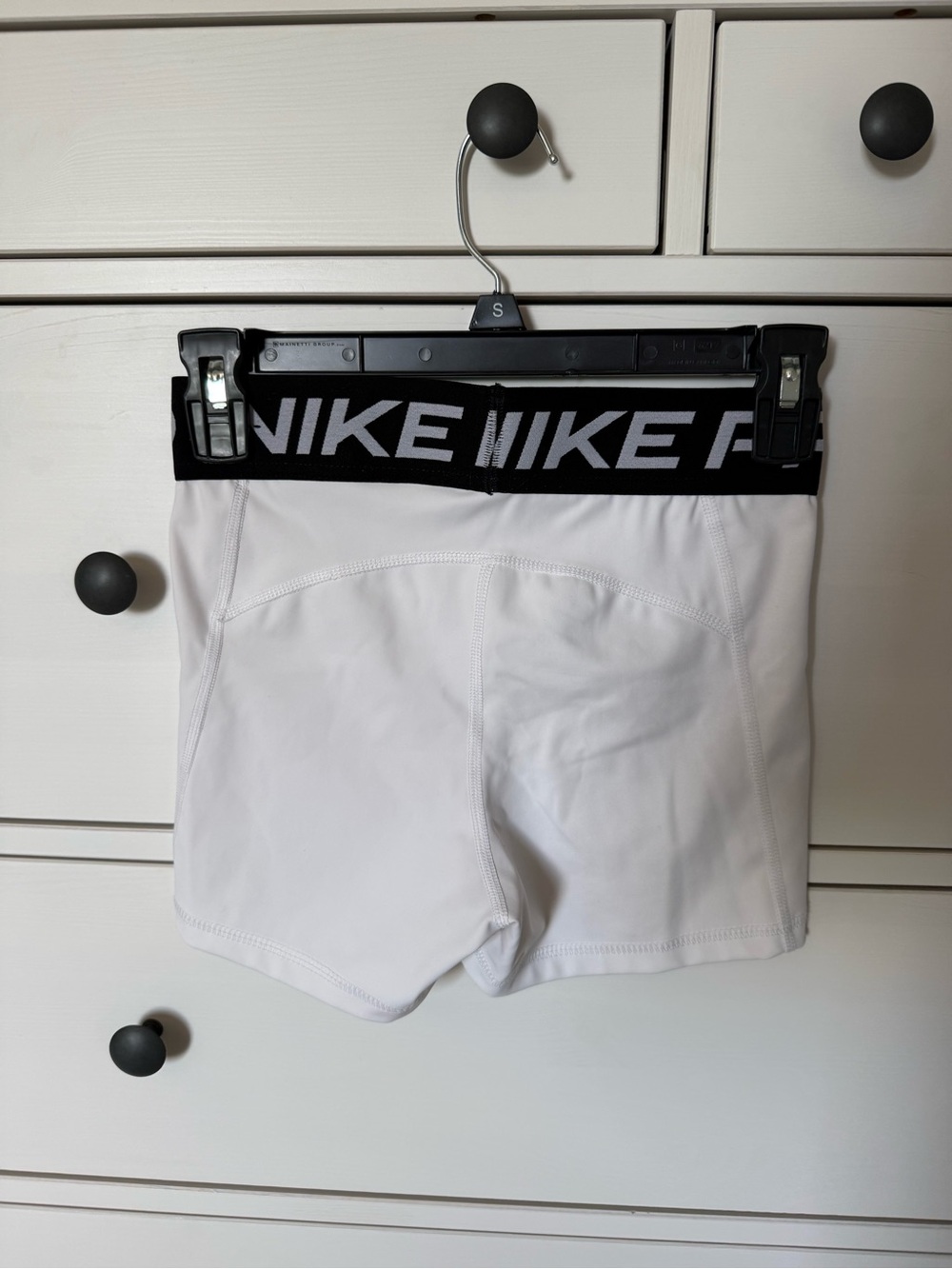 Nike White Compression Shorts with Black NIKE PRO Waistband - Picture 4 of 6